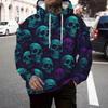Herfst Winter Creatieve Kleurrijke Schedel 3D Digitaal Geprinte Loszittende Pullover Hoodies voor Mannen Modieuze Hoodies met Lange Mouwen