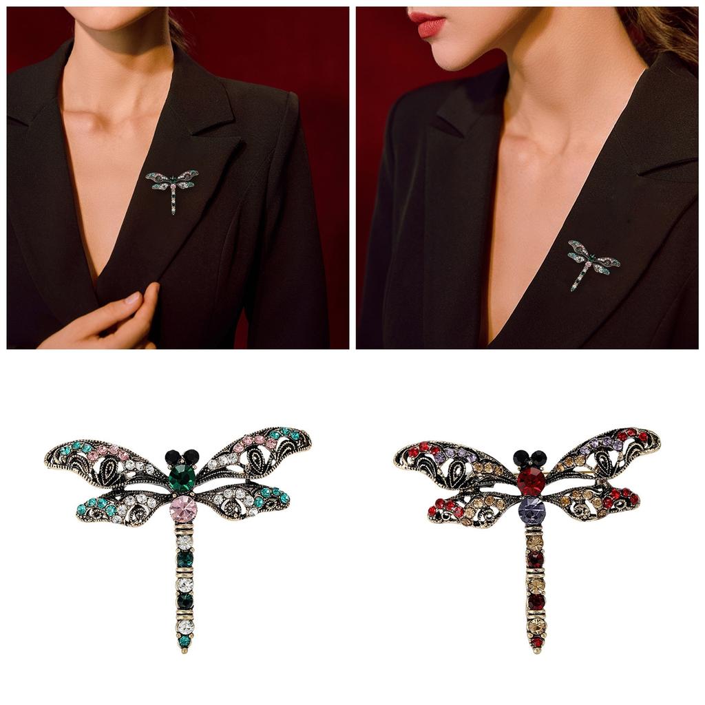 Fashionable Sophisticated Dragonflies Lapel Pin with Dripping Oil Designs Contrast Accessory for Party Supplies Costumes