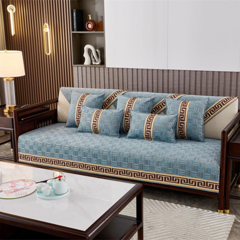 Chinese Non-slip Sofa Cover Beige Edging Cover Towel Leather Sofa Cushion Modern Simple Universal Home Protection Cover Couch