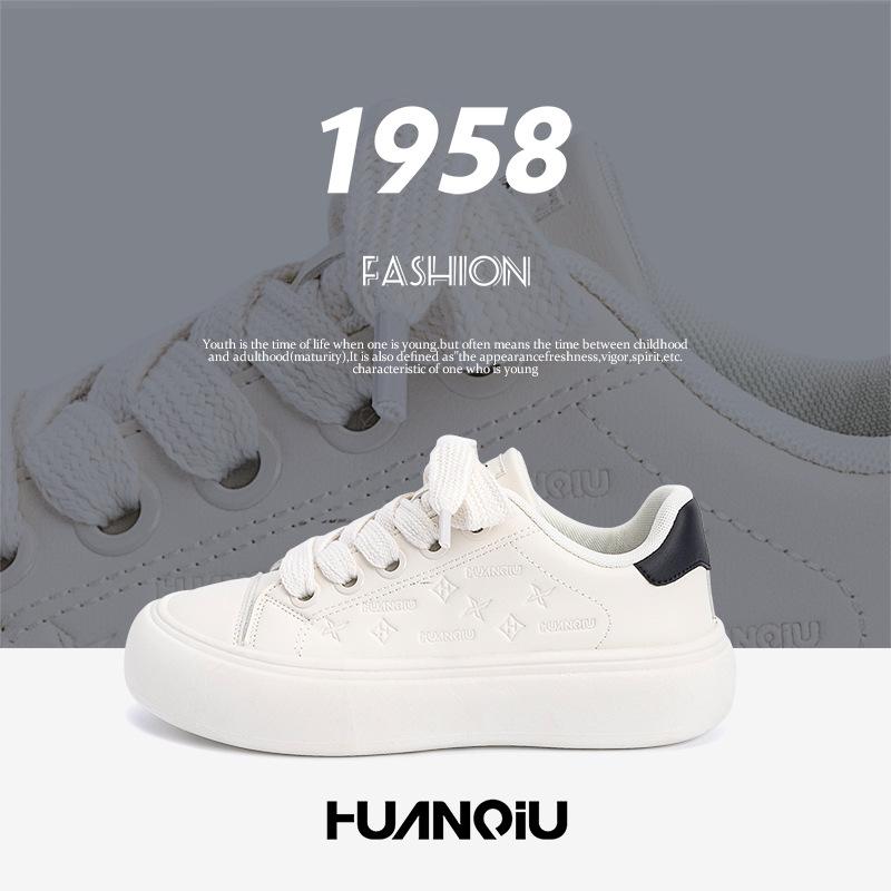 Global Trend White Shoes Men's ZHQ68226 Spring Leather Printing Men's Shoes Versatile Platform Casual Board Shoes Men