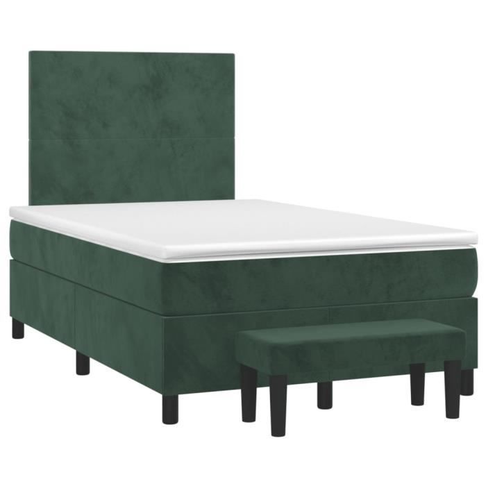 3137716 vidaXL Lit à sommier tapissier et matelas Vert foncé 120x200cm Velours