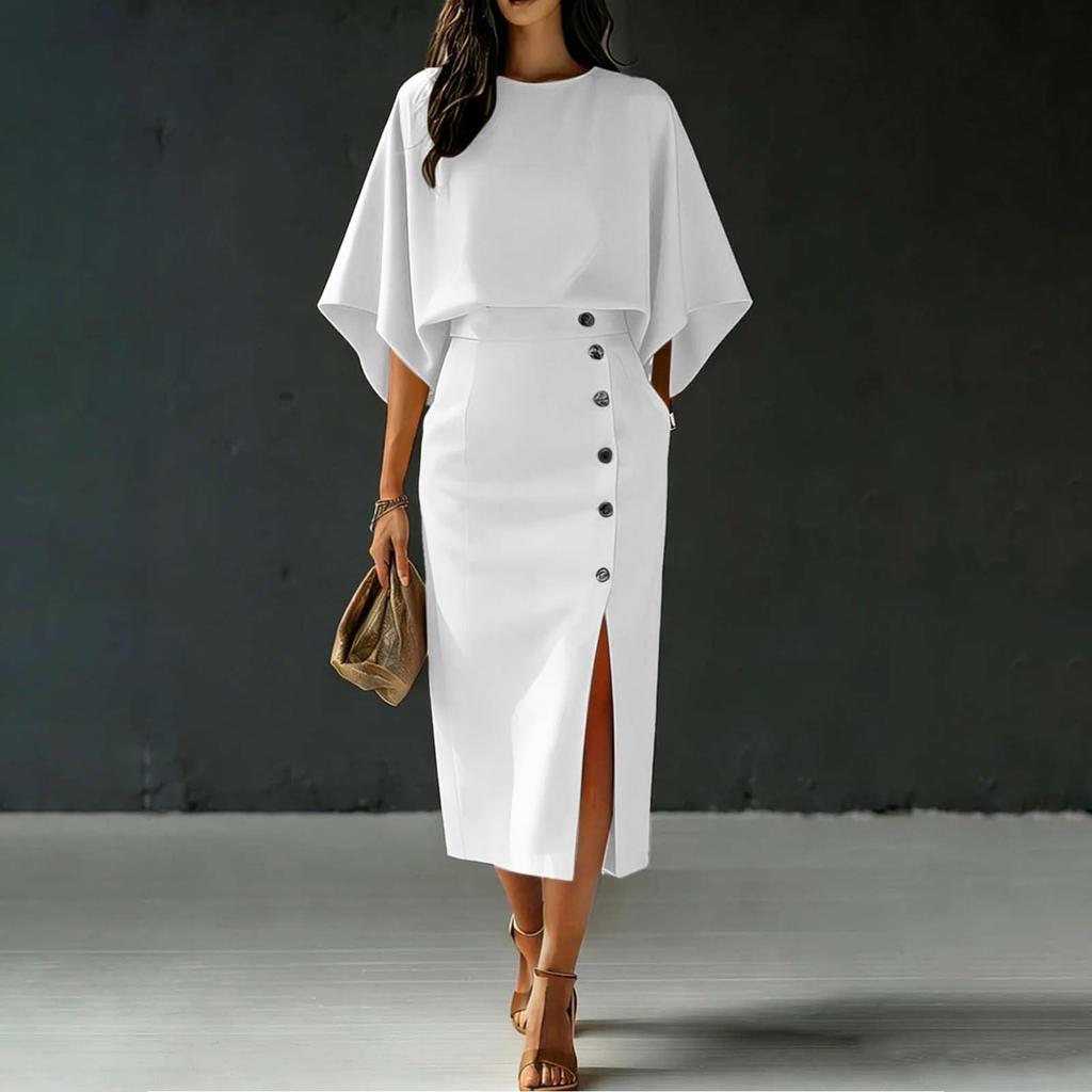 Damen Elegantes Ärmelloses Rundhals-Oberteil und High-Waist-Rock Zweiteiliges Set