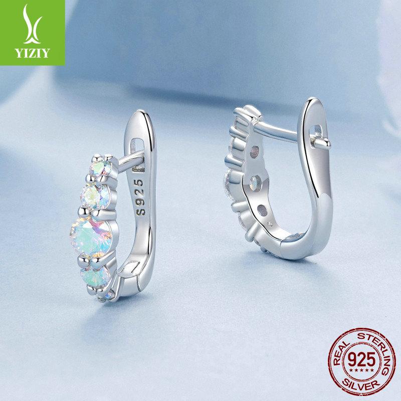 Premium Temperament Colorful Zircon Ear Buckle Women, Magic U-Shaped Earrings S925 Sterling Silver Earrings