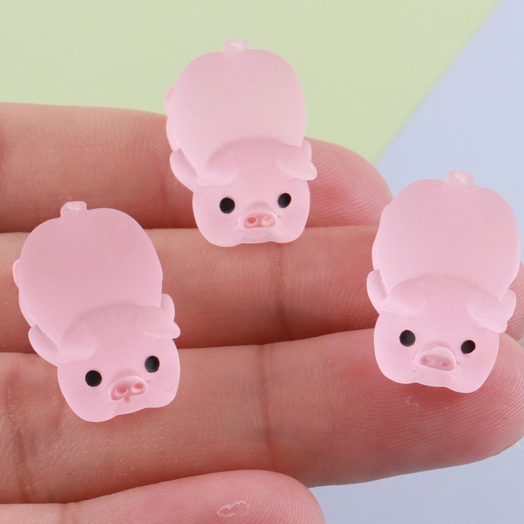 Luminous Pink Pig Resin Miniature Keychain Charm Ornament