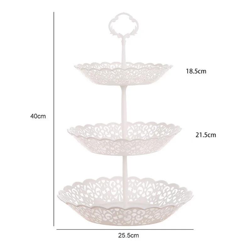 3-Tier Cupcake Stand Cake storage Dessert Wedding Event Party Display Tower Plate Round Fruit Plate Stand Tray rangement cuisine