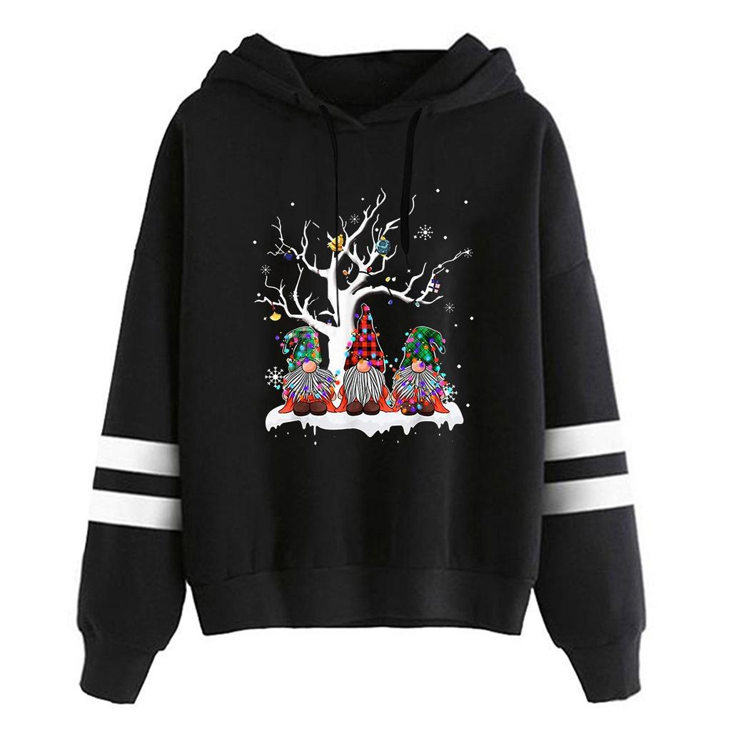 Women's Fashion Leisure Christmas Party Printed Long Sleeve Hooded Pullover Top