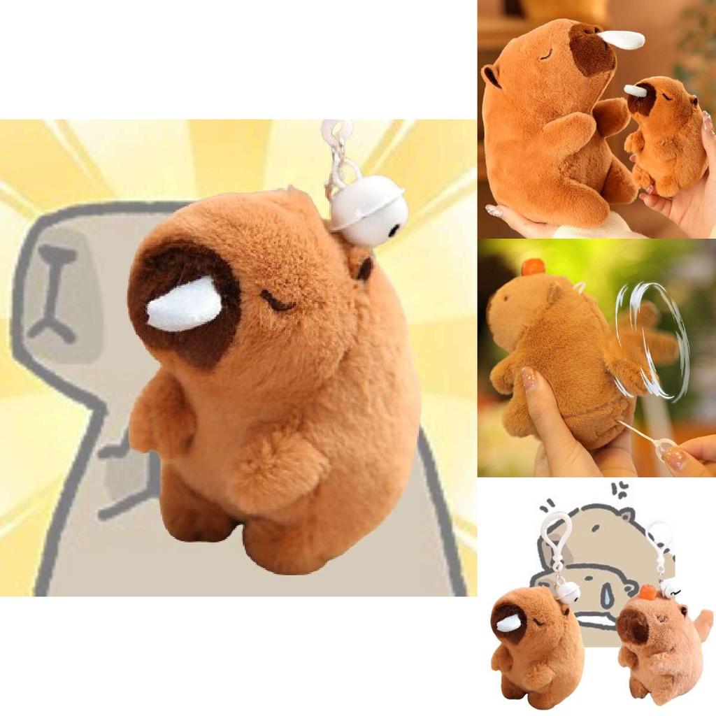 Colorful Capybara Stuffed Animal Key Ring Bag Charm Wag Tail Rodent