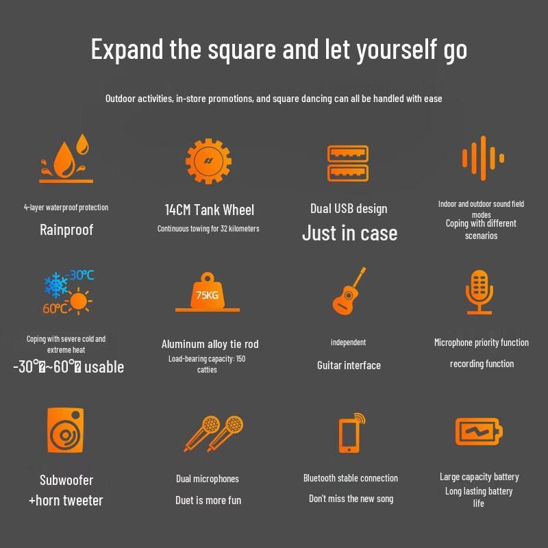 SANSUI A15 Outdoor Portable 15-inch Trolley Speaker with Microphone CN Plug (adapter Included)