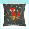 Premium Quality 18'' Cartoon Fox Linen Cotton Pillow Case For Cozy Home Decor