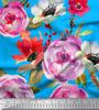 Soimoi Japan Crepe Satin Fabric Leaves,Poppy & Peony Flower Decor Fabric Printed Metre 42 Inch