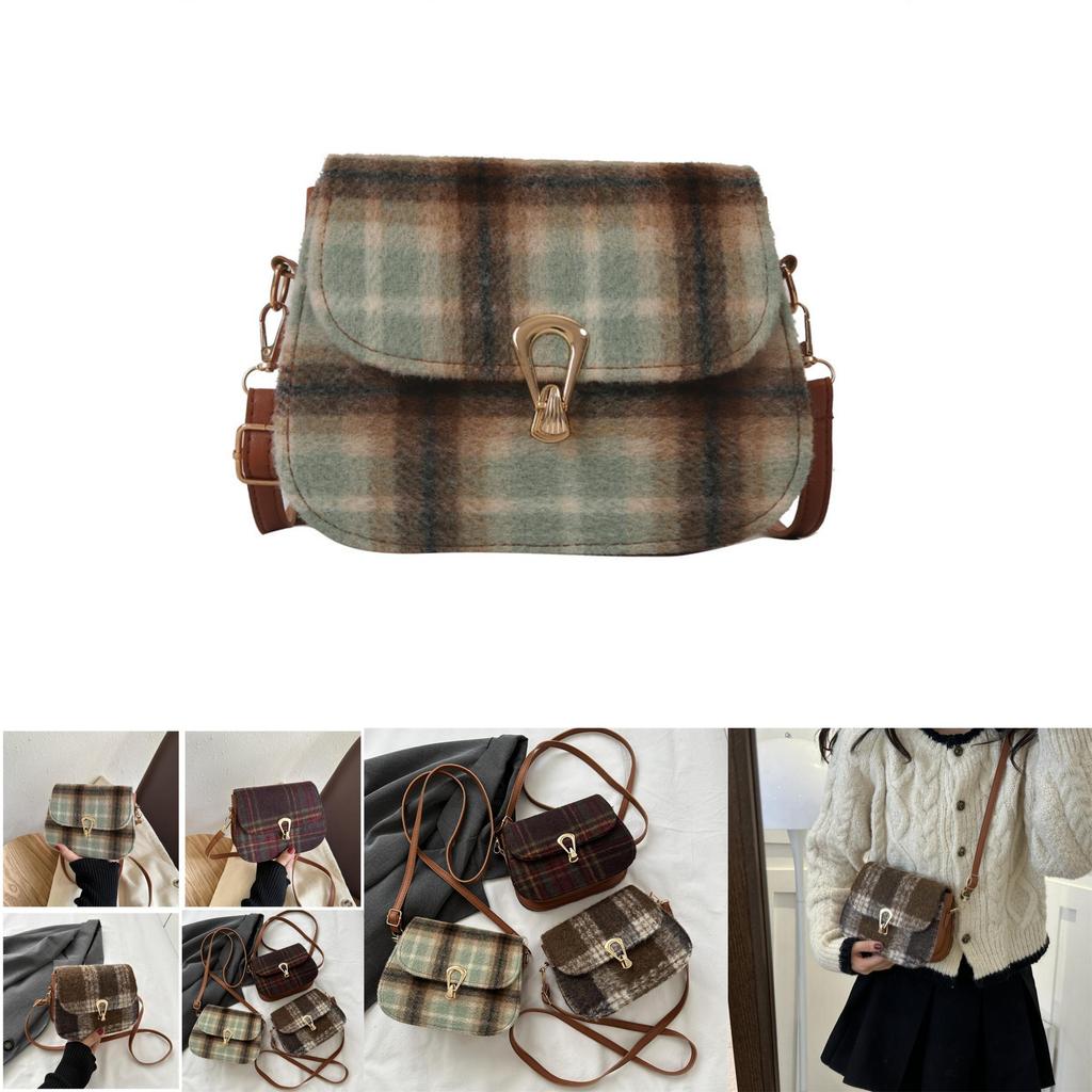 Stylish Plaid Retro Mini Crossbody Shoulder Bag Soft Pu Leather For Urban Fashion