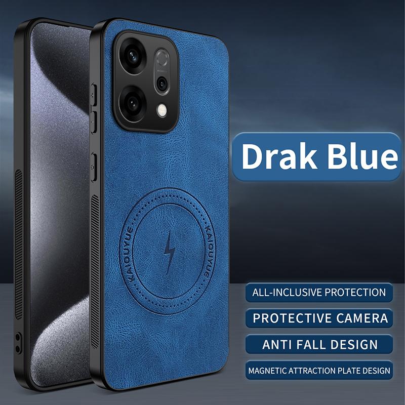 Magnetic Case For Oppo Reno 14 Pro Reno14 F 14 FS 5G MagSafe Napa-textured PU Silicone Leather Back Cover Shockproof Bumper