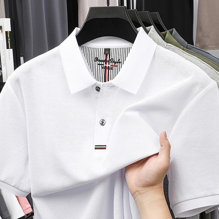 100% Pure Cotton High-end Luxury Men's Embroidered Summer Comfortable Breathable Polo Shirt, Daily Business Casual T-shirt Top