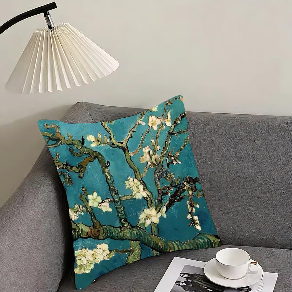 Van Gogh Oil Paintings Classical Cushion Cover Pillowcase Ultra Soft Skin Friendly Fabric Cloud Like Comfort Concealed Zipper