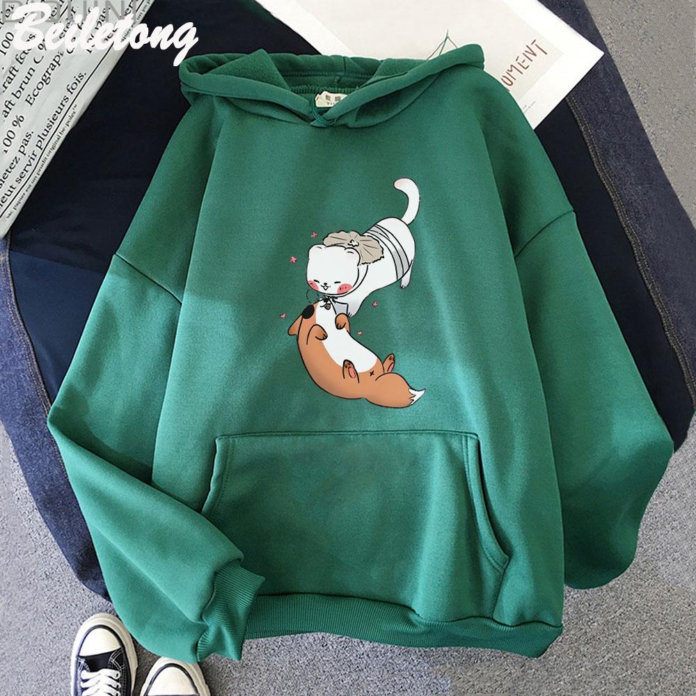 TGCF Fox and Ferret Hoodies Tian Guan Ci Fu Kawaii Print Hoodie Harajuku Aesthetic Man Women Winter Sweatshirts