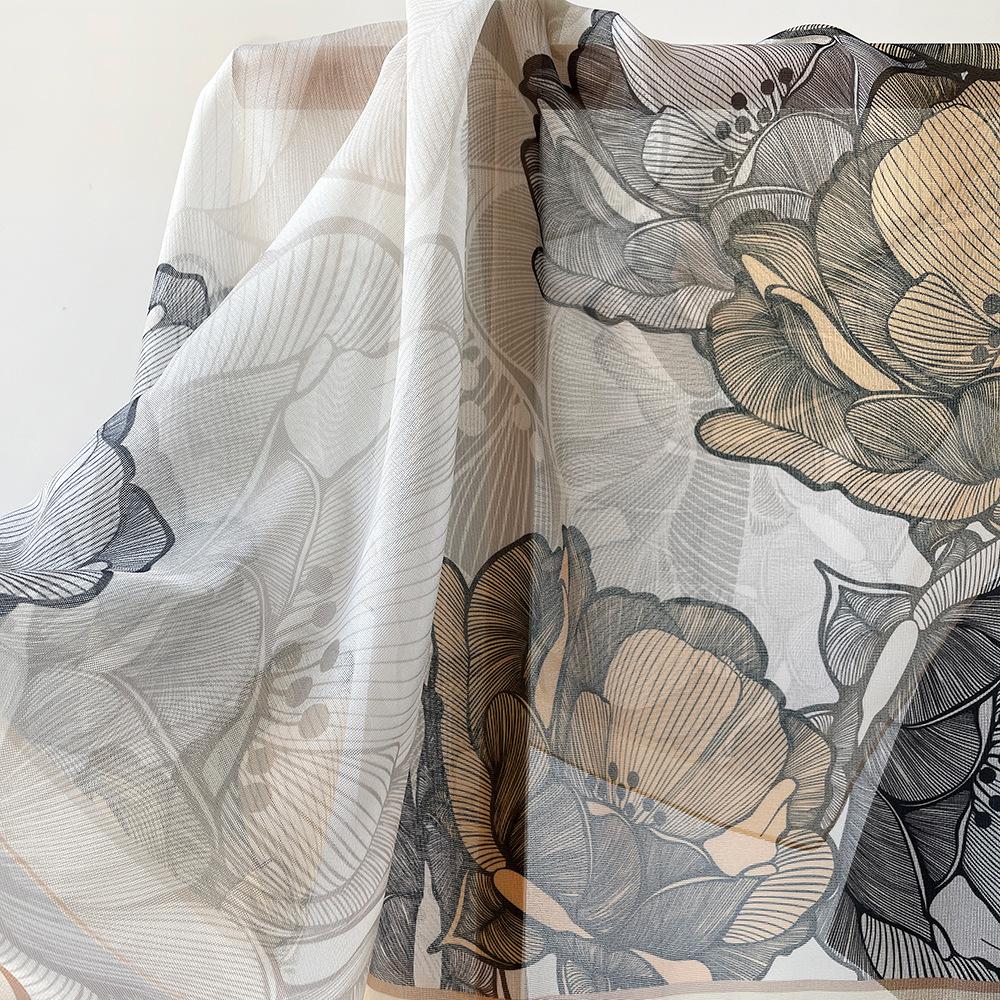 Frühlings- und Sommerseidenschals Neuer Retro-Modischer Imitationsseiden-Quadratischer Schal Vielseitiger Bedruckter Schal Dekorativer Leichter Luxus-Design-Schal