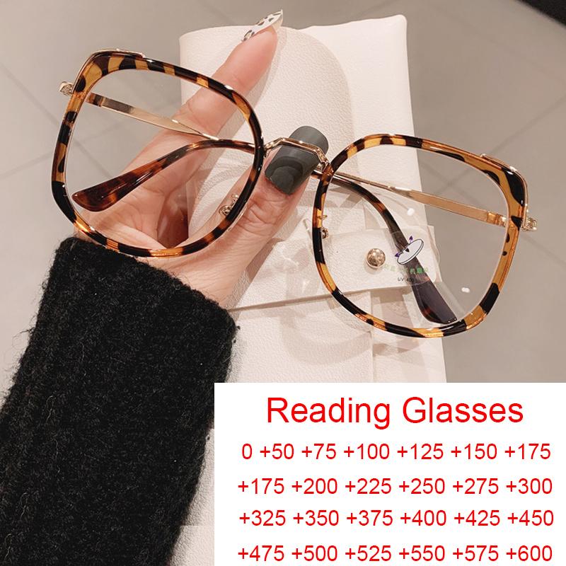 Large Square Anti Blue Light Magnifying Reading Glasses for Men Women Clear Fashion Computer Eyeglasses Optical Glasses 0 to +6 0