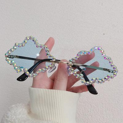Modische Randlose Wolken-Quasten-Sonnenbrille mit Strasssteinen für Damen Luxusmarken-Design Vintage Metall Diamant Steampunk Sonnenbrille