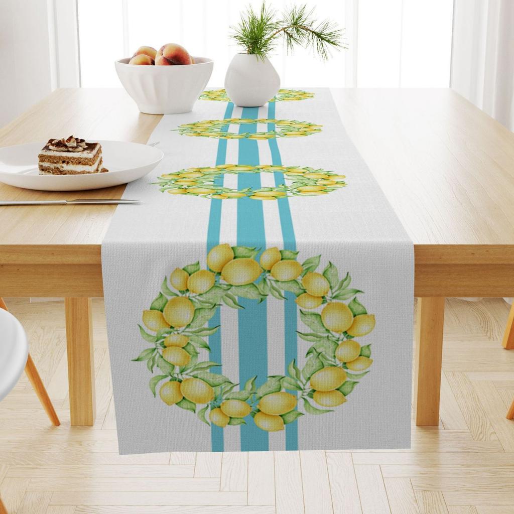 Sommer Zitronenmuster Leinen Tischläufer Esstisch Couchtisch Abdecktuch Zuhause Tischdecke Abdeckung Handtuch