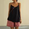 Women's Cotton Linen Camisole Spaghetti Strap Loose Fit Sleeveless Summer Tank Top