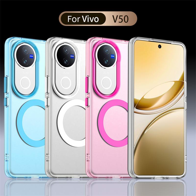Magnetic For Vivo V50 5G Case Magsafe Wireless Charging Cover Vivo V50 5G Matte PC Protective Phone Back Cases For Vivo V50 5G