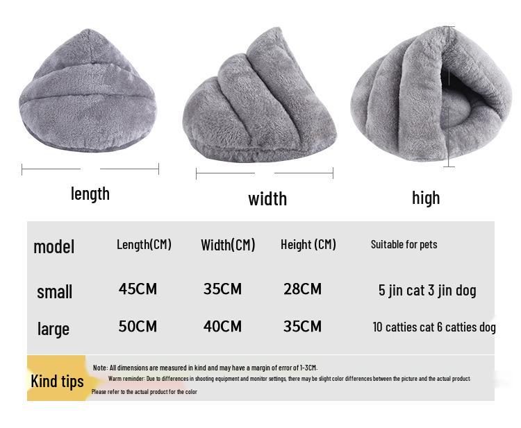 Four Seasons Semi-Enclosed Pet Bed: 3D Warm Cat and Small Dog Bed Slipper Mat
