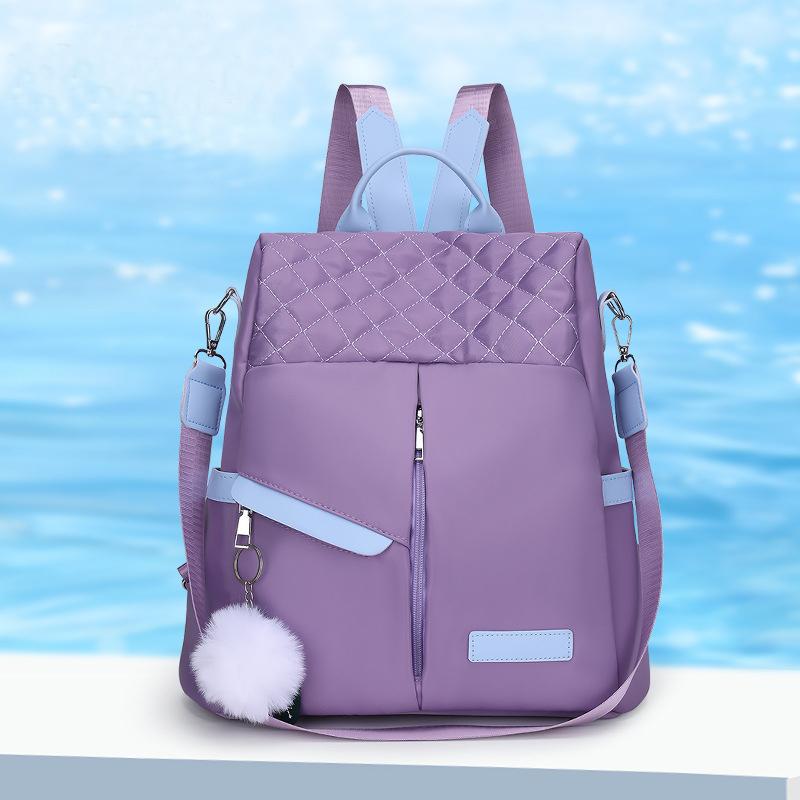 New Fashi And Casual Oxford Cloth Shoulder Bag For Women Ctrast Color Large Capacity Water Proof Backpack