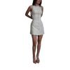 In Stock: 2025 Summer Women's Solid Color Button Tie Waist Short Skirt Dress