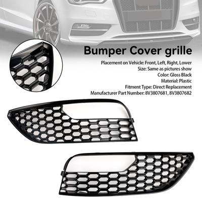 2PCS Front Bumper Fog Light Surround Cover Grille 8V3807681 8V3807682 Fit A3 2012-2016 Mesh