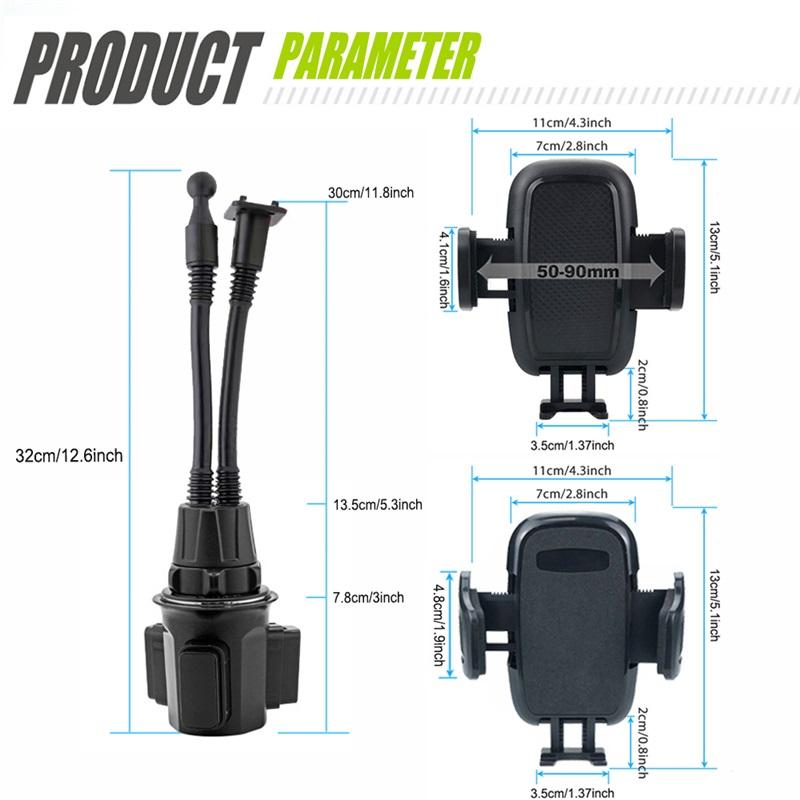Universal 2 In 1 Car Cup Mount Holder Phone Holder 360 Degree Rotation Telescopic Clamp ArmAdjustable Base