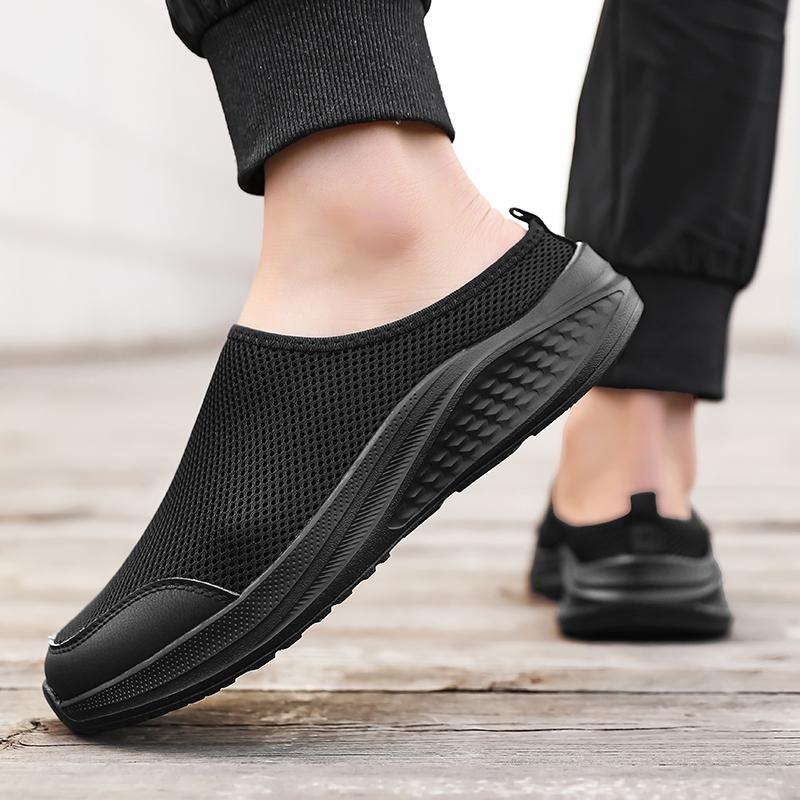 39-48 Men's Large Size Mesh Half Drag Home Casual Shoes Indoor Slippers