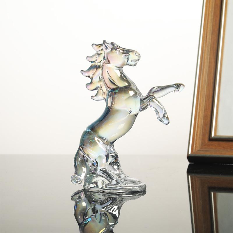 Crystal Horse Figurine 2026 Zodiac Horse Statue Home Desktop Bookshelf Office Ornament Horse Decor Feng Shui Bring Fortune