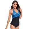 Swimsuit women's new professional sexy one-piece swimsuit multi-color printed cross-cutting belly and thin backless swimsuit