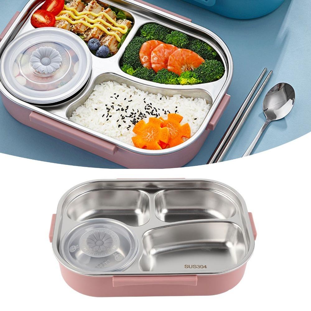 Includes Soup Bowl Stainless Steel Lunch Box 4-Compartment Insulated Lunch Box  For Adults