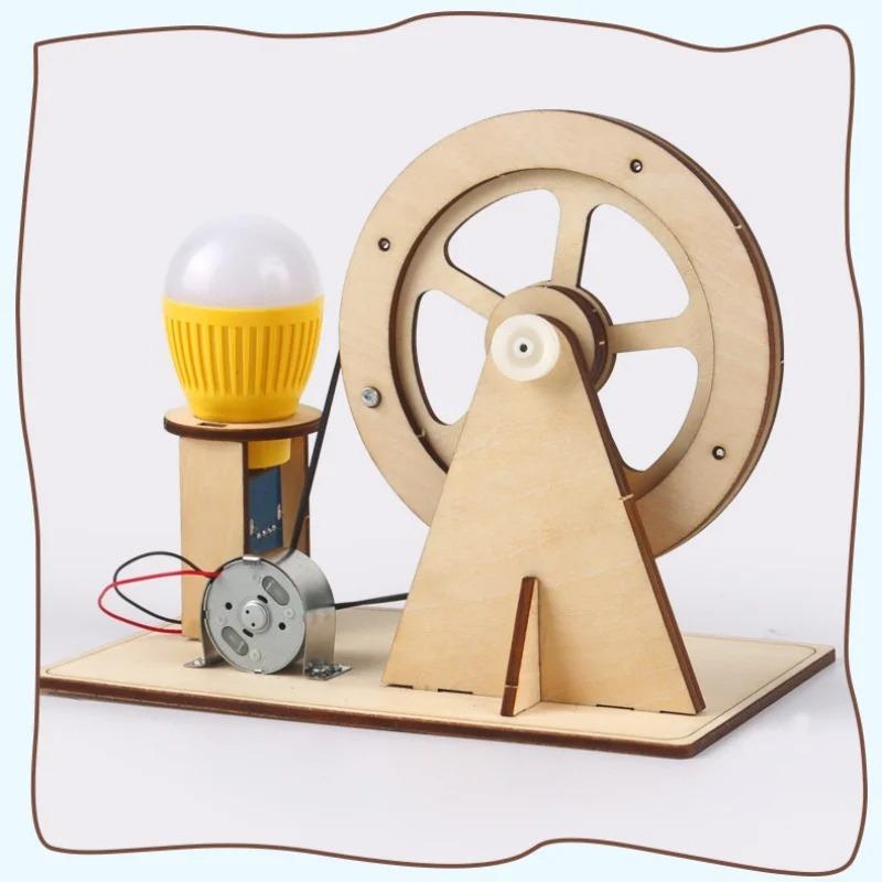 Mini DIY Hand Crank Generator Kit STEM Science Toy for Kids Educational Learning Project with Light Bulb Experiment