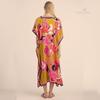 Long Kaftan Bohemian Printed Bikini Cover-ups Sexy V-neck Half Sleeve Maxi Dress Tunic Women Beach Wear Swim Suit Cover Up Q1333