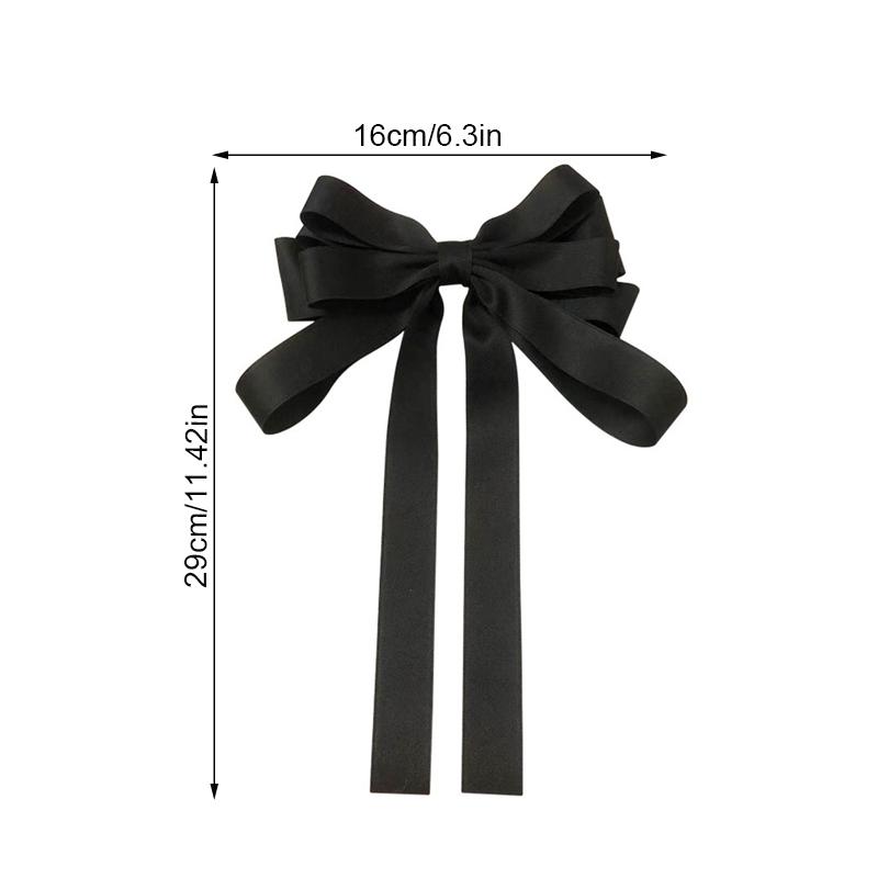 Fashion Hair Clips For Women Girls Big Bowknot Solid Satin Long Ribbon Bows Spring Clamp Women'S Ponytail Hair Clip