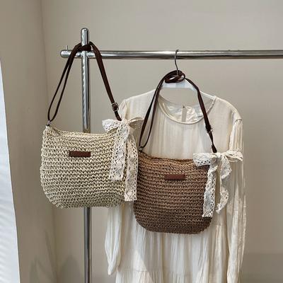 Crossbody Woven Straw Woven Bag for Women with Large Capacity New Summer Versatile Bucket Bag Seaside Vacation Beach Bag