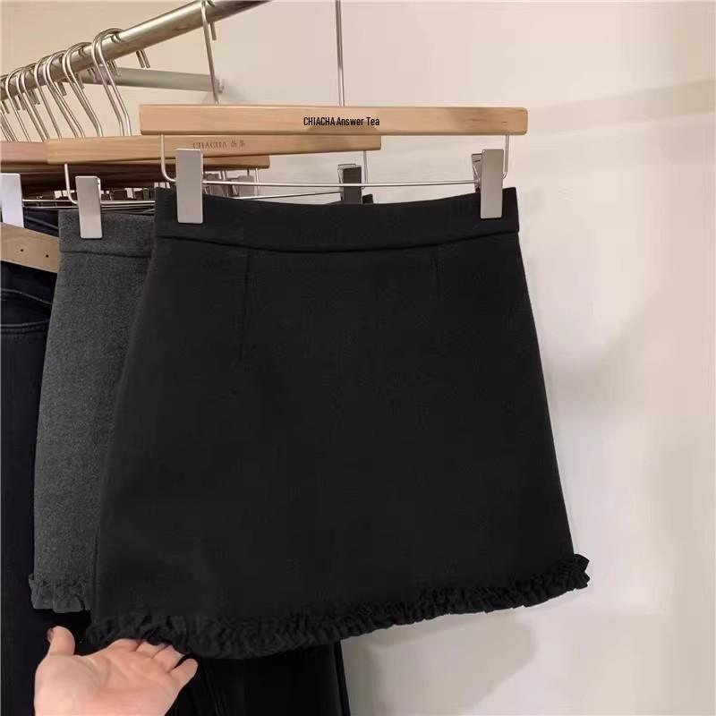 Women's Gray Wool Blend Pencil Skirt: High Waist, Hip-Hugging, Autumn/Winter 2026 Collection