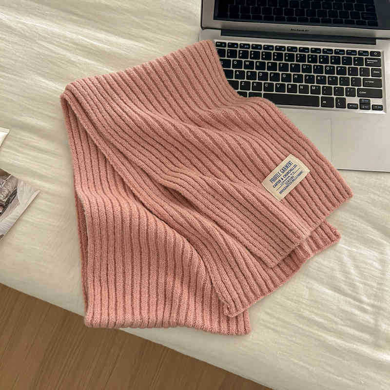 Woolen Knitted Brown Color Scarf Women'S Season Thickened Couple Warm Student Solid Color Men'S Scarf