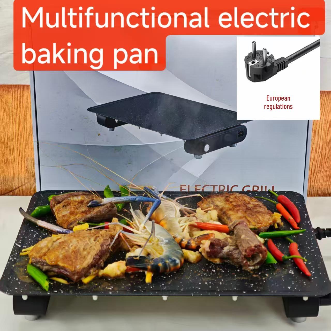 European Standard 220V Non-stick Smokeless Electric Griddle Grill for Household Frying and Grilling