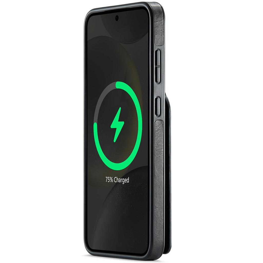 For Samsung Galaxy S25+ Magnetic Case PC+TPU+PU Phone Cover with Card Holder