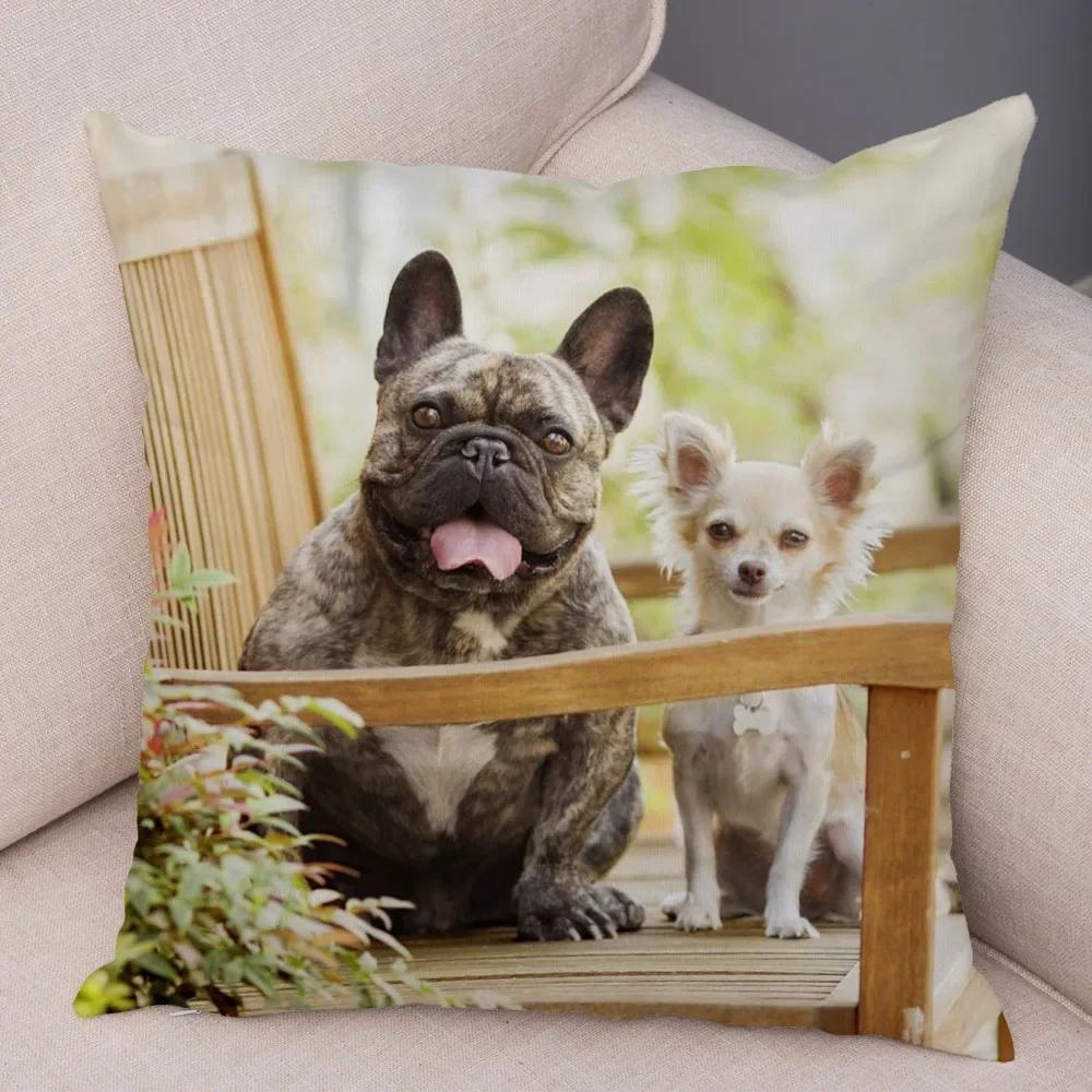Home Decor Cute Pet Mini French Bulldog Pillowcase Sofa Car Decoration Animal Dog Cushion Cover Printed