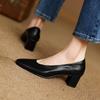 Fashion 2025 New Fashion Retro Women Pumps Shoes Chunky High Heels Spring Elegant Summer Round Toe Casual Shoes Woman Black Size 34-40