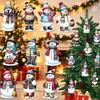 Rustic Hanging Wood Decorations for Holiday Parties 10/20/30Pcs Christmas Snowman Wooden Ornaments, Watercolor Slice Decor, Xmas Tree with Lanyards