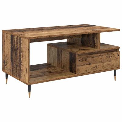 Coffee Table with Drawers Reclaimed Wood Look 90 X 49 X 45 Cm Engineered Wood
