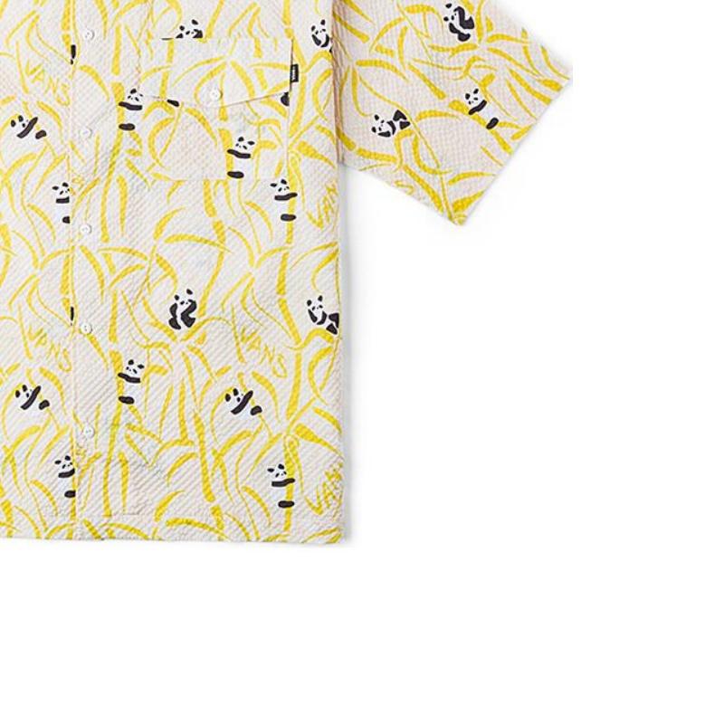 Vans Tier Pflanze Allover-Print Lässiges Kurzarmhemd mit Knopfleiste Unisex-Hemden Gelb VN000P3VEM7