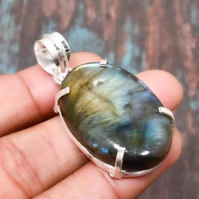 Labradorit Edelstein 925 Sterling Silber Handgefertigter Anhänger Schmuck für Weihnachtsgeschenk