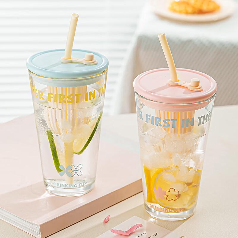 LOVWISH Le Fruit Glass Straw Tea Cup