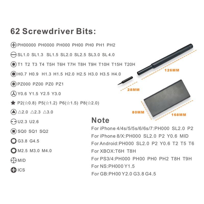 63 in 1 Precision Screwdriver Set Magnetic Hex Phillips Torx Bids for Xiaomi/Huawei/iPhone Laptop Repair Tools Kit